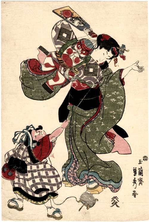 SADAHIDE, Lady Entangled With a Kite